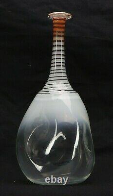 Kosta Boda Sweden Spirit Vase Signed by Bertil Vallien Cheeto Orange Milk Blue