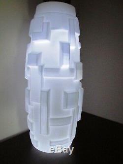 LARGE Czech / Bohemian ART DECO MILK SATIN GLASS LAMP SHADE 1920's
