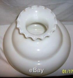 LARGE MILK GLASS WHITE Lamp Shade RUFFLED TOP 9 1/2 inch fitter 11 tall