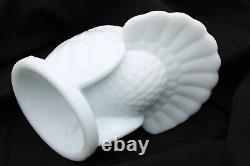 LE Smith Covered TURKEY MILK GLASS WHITE Candy Dish 2pcs Thanksgiving