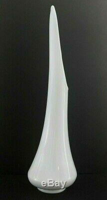 LE Smith White Swung Glass Vase Milk Glass 26 x 7 MCM MidCentury Modern