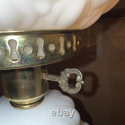 LOCAL PICKUP Pair Vintage L&L WMC Milk Glass Hurricane Lamps Lotus Dual Light