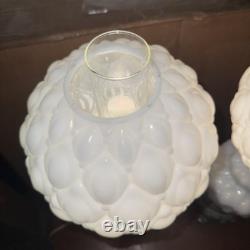 LOCAL PICKUP Pair Vintage L&L WMC Milk Glass Hurricane Lamps Lotus Dual Light