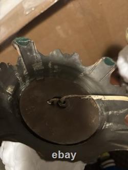 LOCAL PICKUP Pair Vintage L&L WMC Milk Glass Hurricane Lamps Lotus Dual Light