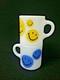 Lot 2 Milk White Glass Coffee Mugs Happy Smiley Face Glasbake