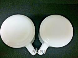 LOT 2 milk white glass coffee mugs HAPPY SMILEY FACE Glasbake