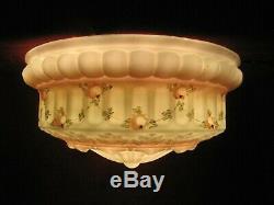 Lamp Shade Globe Large 16 1/2 In. Birthday Cake Satin Milk Glass Excellent Cond