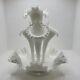 Large Beautiful Signed Don Fenton Milk Glass Silver Crest 4 Horn Epergne Vintage