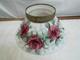Large Hanging Lamp White Milk Glass Slant Cone Shade Rose Painted 14 Parlor