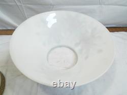 Large Hanging Lamp White Milk Glass Slant Cone Shade Rose Painted 14 Parlor