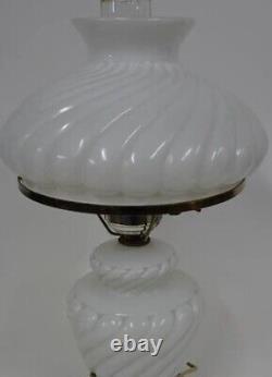 Large Hedco White Milk Glass Vintage Electric Table Dresser Lamp