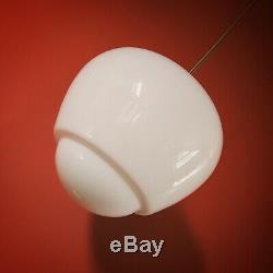 Large Vintage Czech School White Glass Pendant Light Opaline Milk Glass Globe