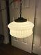 Large Vintage Milk Glass Chandelier White Glass Pendant Style With Brass Canopy