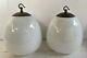 Large Vintage Milk Glass Opaline Pendant Lamp Lights Industrial With Galleries