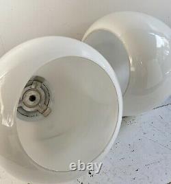 Large Vintage Milk Glass Opaline Pendant Lamp Lights Industrial with Galleries