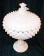 Large Vintage Westmoreland English Hobnail Milk Glass Covered Compote 14tall