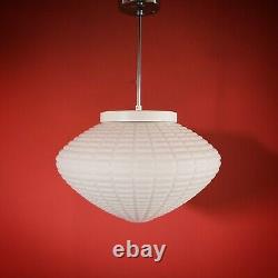 Large Vintage White Milk Glass Opaline Pendant Ceiling Light