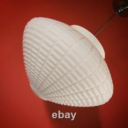 Large Vintage White Milk Glass Opaline Pendant Ceiling Light