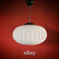 Large Vintage White Milk Glass Opaline Pendant Ceiling Light Living Room Bedroom