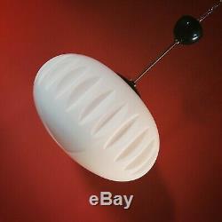 Large Vintage White Milk Glass Opaline Pendant Ceiling Light Living Room Bedroom