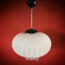 Large Vintage White Milk Glass Opaline Pendant Ceiling Light Living Room Bedroom