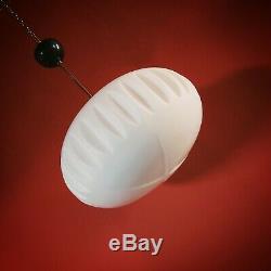 Large Vintage White Milk Glass Opaline Pendant Ceiling Light Living Room Bedroom