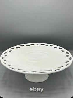 Large Westmoreland Milk Glass Cake Stand with Lace Edge