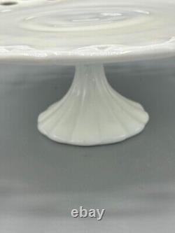 Large Westmoreland Milk Glass Cake Stand with Lace Edge