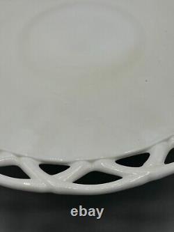 Large Westmoreland Milk Glass Cake Stand with Lace Edge