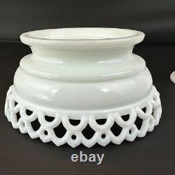 Large Westmoreland Milk Glass Lion on Nest Dish Lacy Base Farmhouse Vintage USA