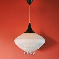 Large White Opaline Milk Glass Pendant Light 1960s Mid Century Kamenicky Senov