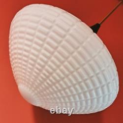 Large White Opaline Milk Glass Pendant Light 1960s Mid Century Kamenicky Senov