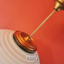 Large White Opaline Milk Glass Pendant Light 1960s Mid Century Kamenicky Senov