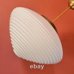 Large White Opaline Milk Glass Pendant Light 1960s Mid Century Kamenicky Senov