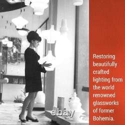 Large White Opaline Milk Glass Pendant Light 1960s Mid Century Kamenicky Senov