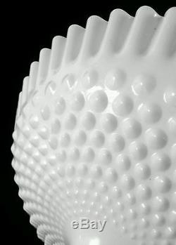 Large vintage mid-century Fenton hobnail milk glass compote 11.5 inches