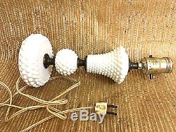 Leviton White Milk Glass Hubnail Table Lamps / Pair of 2 /Excllemt Working Cond