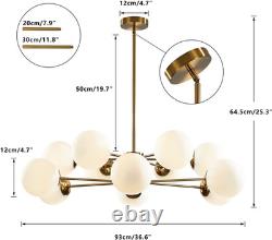Lighting 12 Light Sputnik Chandelier White Milk Glass Chandelier Mid Century Mod