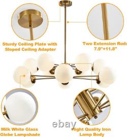Lighting 12 Light Sputnik Chandelier White Milk Glass Chandelier Mid Century Mod