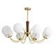 Lighting 8 Light Brass Gold Chandelier White Milk Glass Pendant Light Mid Cen