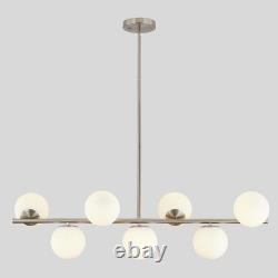 Lighting Brushed Nickel Linear Chandelier White Milk Glass Chandelier Kitchen