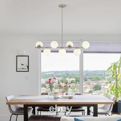 Lighting Brushed Nickel Linear Chandelier White Milk Glass Chandelier Kitchen