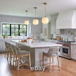 Lighting Mid Century Modern Gold White Pendant Light with Milk Glass. Brass Anti