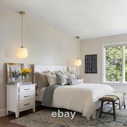 Lighting Mid Century Modern Gold White Pendant Light with Milk Glass. Brass Anti