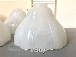 Lof of 6 Salvaged Antique Art Deco White 1920s Milk Glass Light Fixture Shades