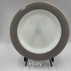 Lot 19 Pyrex White Milk Glass Dove Gray Rim Gold Trim Dinner Salad Side Plates