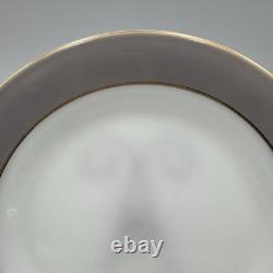 Lot 19 Pyrex White Milk Glass Dove Gray Rim Gold Trim Dinner Salad Side Plates