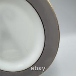 Lot 19 Pyrex White Milk Glass Dove Gray Rim Gold Trim Dinner Salad Side Plates