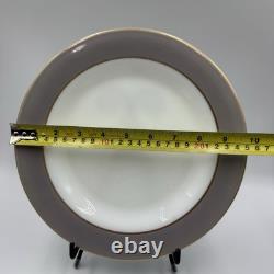 Lot 19 Pyrex White Milk Glass Dove Gray Rim Gold Trim Dinner Salad Side Plates