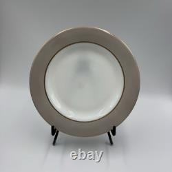 Lot 19 Pyrex White Milk Glass Dove Gray Rim Gold Trim Dinner Salad Side Plates